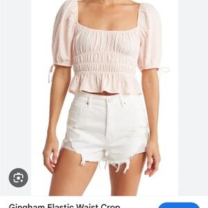 Elodie Pink Smocked Crop Blouse